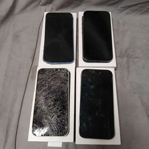 LOT OF 4 ASSORTED HEAVILY DAMAGED APPLE IPHONES