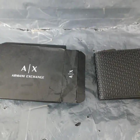 ARMANI EXCHANGE MICRO MONOGRAM BI-FOLD WALLET - BLACK