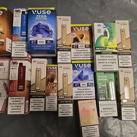 APPROXIMATELY 35 ASSORTED E-CIGARETTE PRODUCTS TO INCLUDE - HAYATI AND VUSE