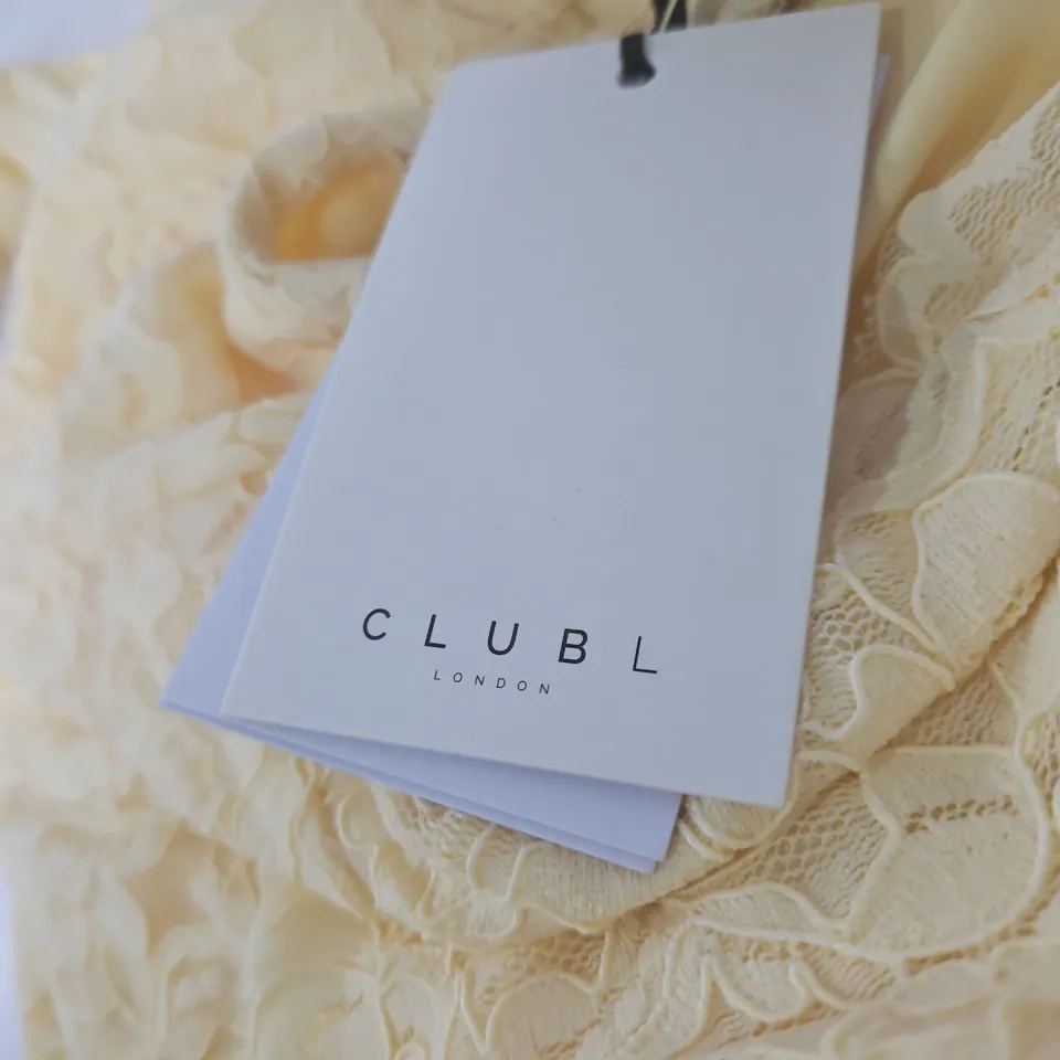 CLUB L LONDON LEMON LACE BANDEAU MAXI DRESS – UK 6