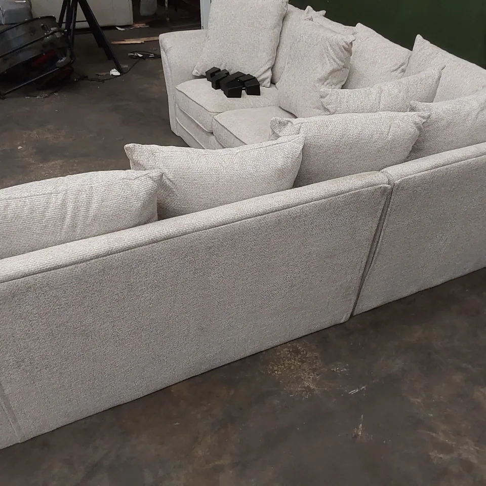DESIGNER 5 SEATER LINEN UPHOLSTERED CORNER SOFA 