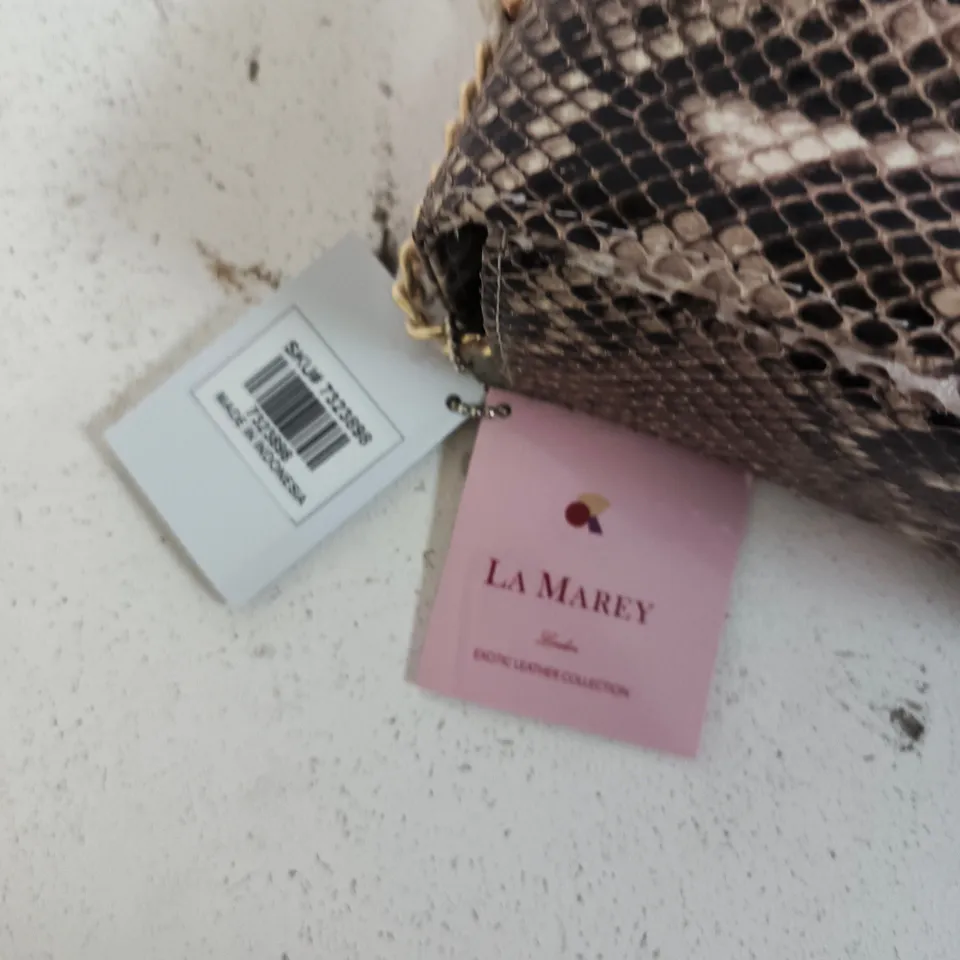 LA MAREY LONDON SNAKE PRINT CLUTCH BAG WITH DUST BAG AND PRESENTATION BOX
