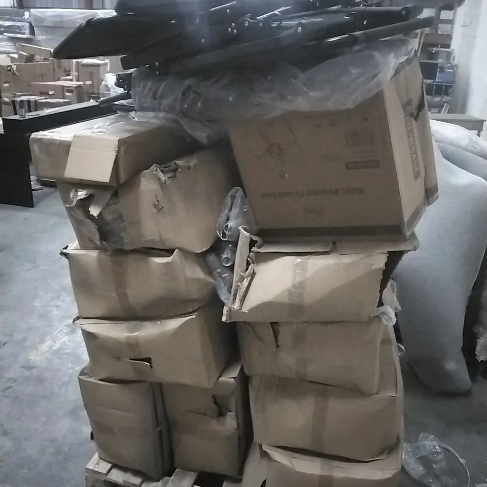 PALLET OF ASSORTED NEO WHICH INCLUDE; PARASOL BASES, SPARE HOOVER PARTS,BAUBLES, CHAIRS ETC