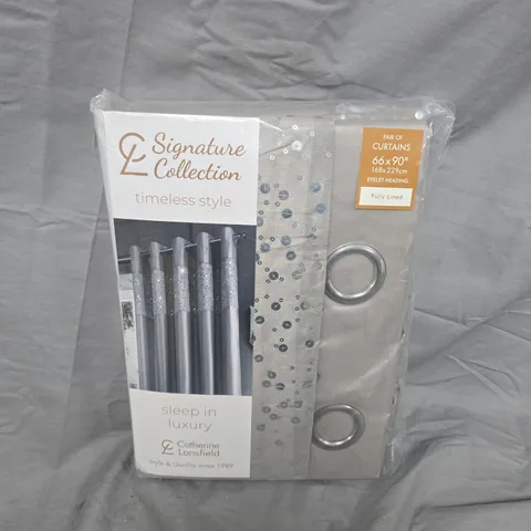 CATHERINE LANSFIELD SIGNATURE COLLECTION PAIR OF CURTAINS – 66X90 INCHES (168X229 CM), EYELET HEADING, FULLY LINED