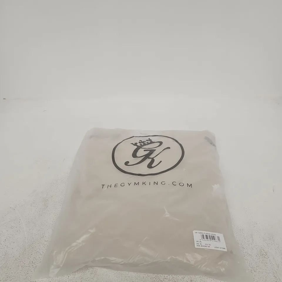 GYM KING GK TAPED FLEECE HOOD – LIGHT STONE, XL