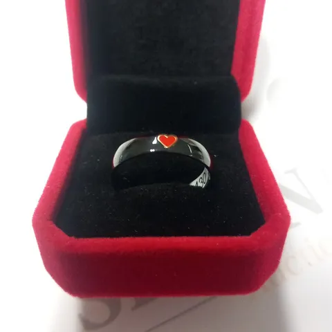 BERING BLACK CERAMIC HEART RING SIZE 9
