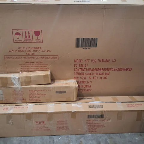 BOXED 5FT ROS BEDFRAME WITH BUTTON DETAIL HEADBOARD IN NATURAL - 3 BOXES