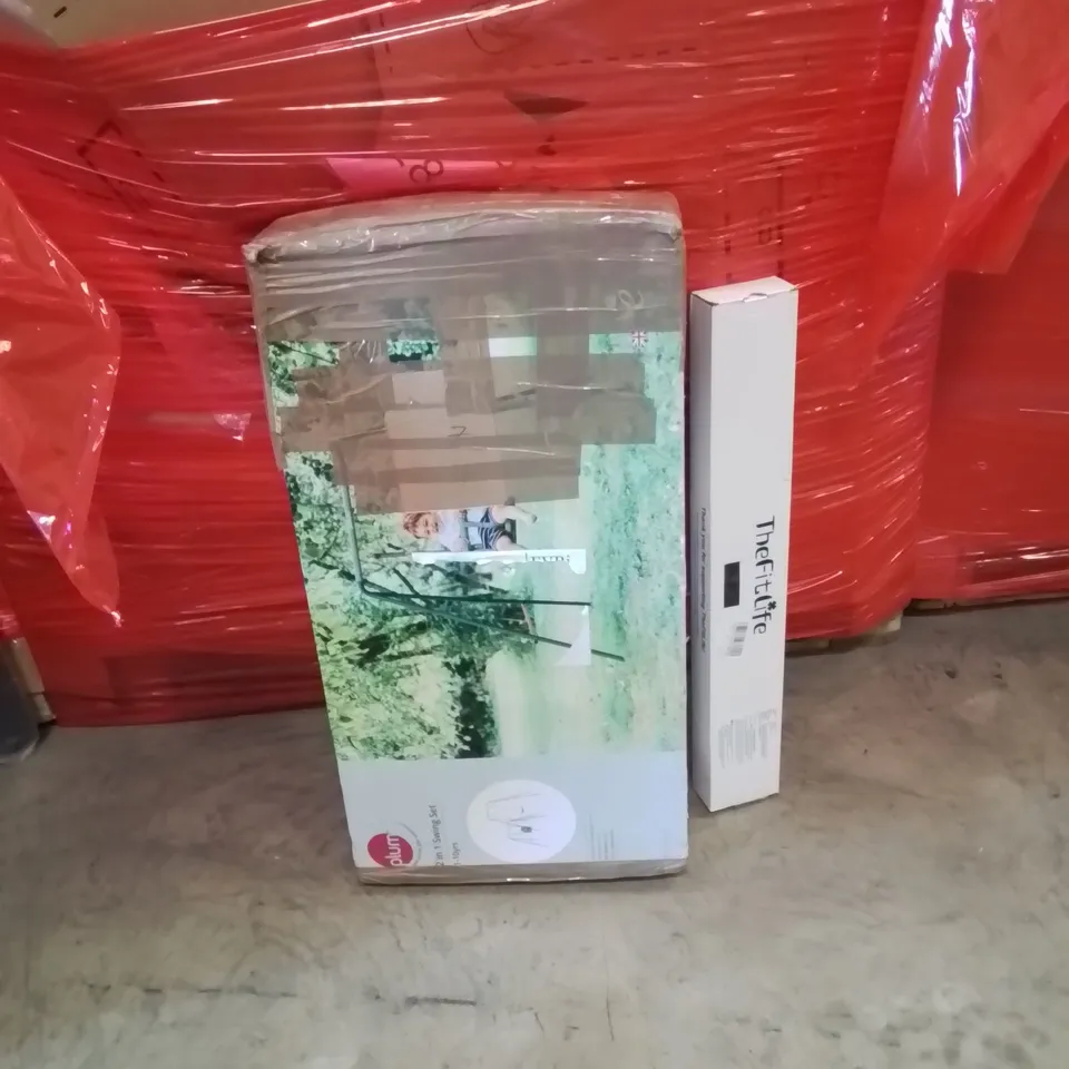 PALLET OF ASSORTED HOUSEHOLD GOODS AND PRODUCTS TO INCLUDE;KIDS SWING,HIKING STICKS 