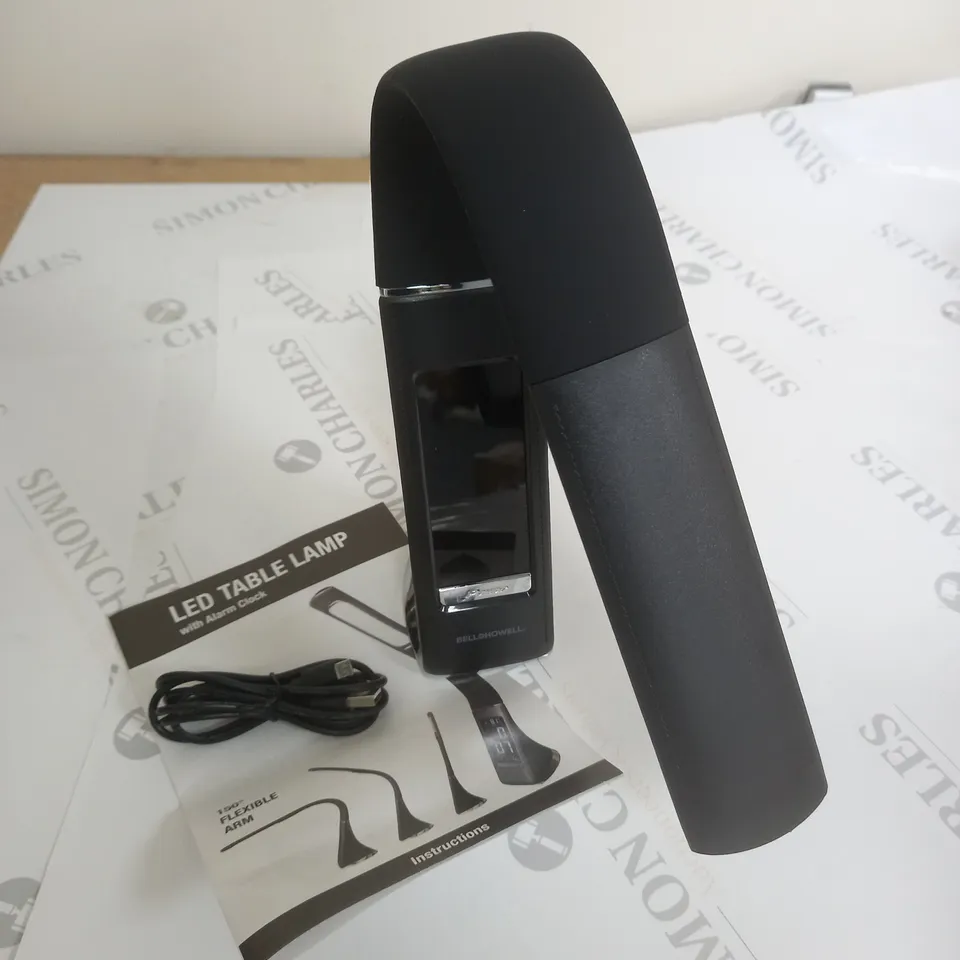 BOXED BELL & HOWELL RECHARGEABLE LED DESK LAMP WITH ALARM