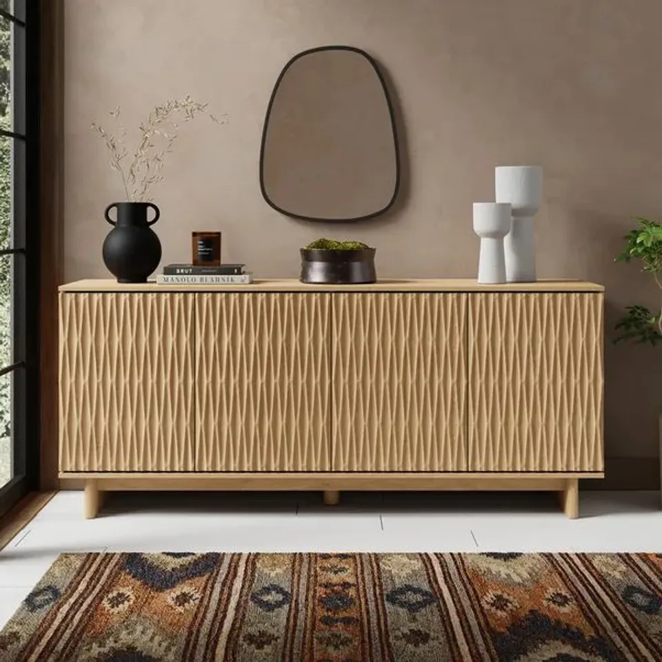 BOXED INGA LARGE SIDEBOARD - OAK EFFECT (1 BOX)