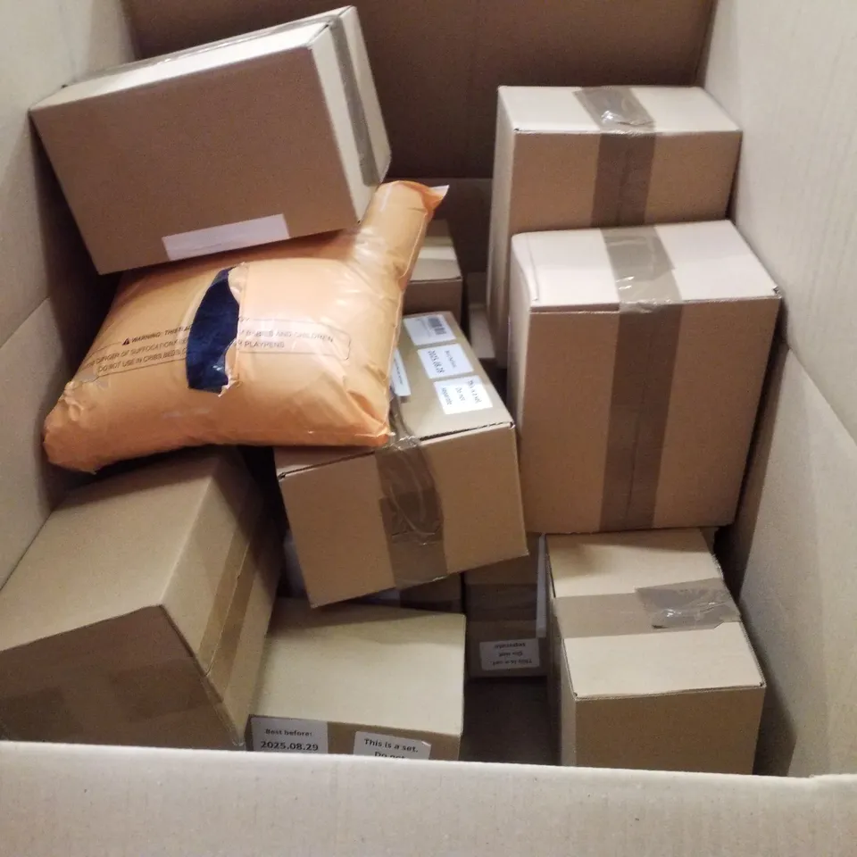PALLET CONTAINING VARIOUS ASSORTED BOXED HOUSEHOLD ITEMS TO INCLUDE: MULTIPURPOSE SCISSORS, DOG SLEEPING BAG, NOTEBOOKS, HOODIE, BABY OAT BISCUITS AND LOTS MORE UNMARKED BOXED ITEMS 