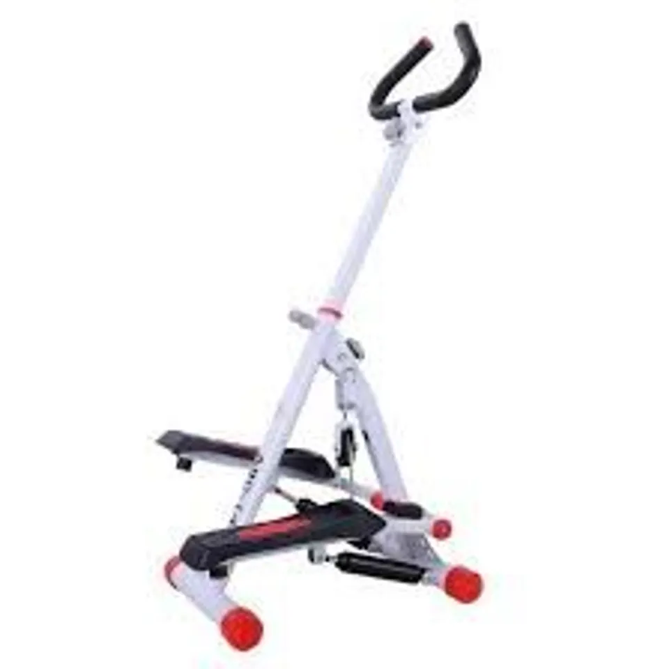 BOXED HOMCOM FOLDABLE STEP MACHINE, HEIGHT ADJUSTABLE STEPPER W/ LCD DISPLAY AND HANDLEBAR, TWISTER STEPPERS FOR EXERCISE WORKOUT HOME GYM OFFICE