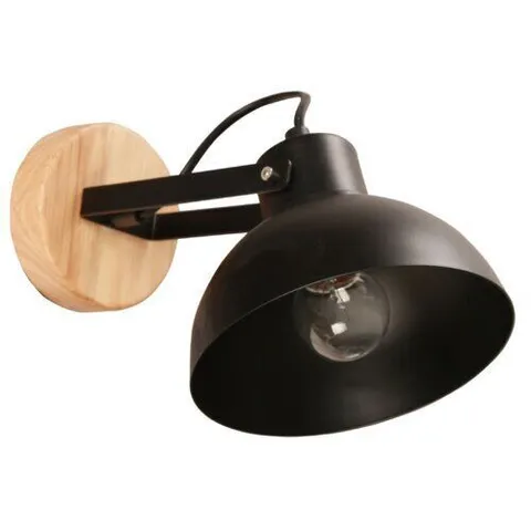 BOXED BRAYDEN STUDIO WALL MOUNTED SPOTLIGHT 1 LIGHT WITH WOOD BASE AND METAL BLACK SHADE