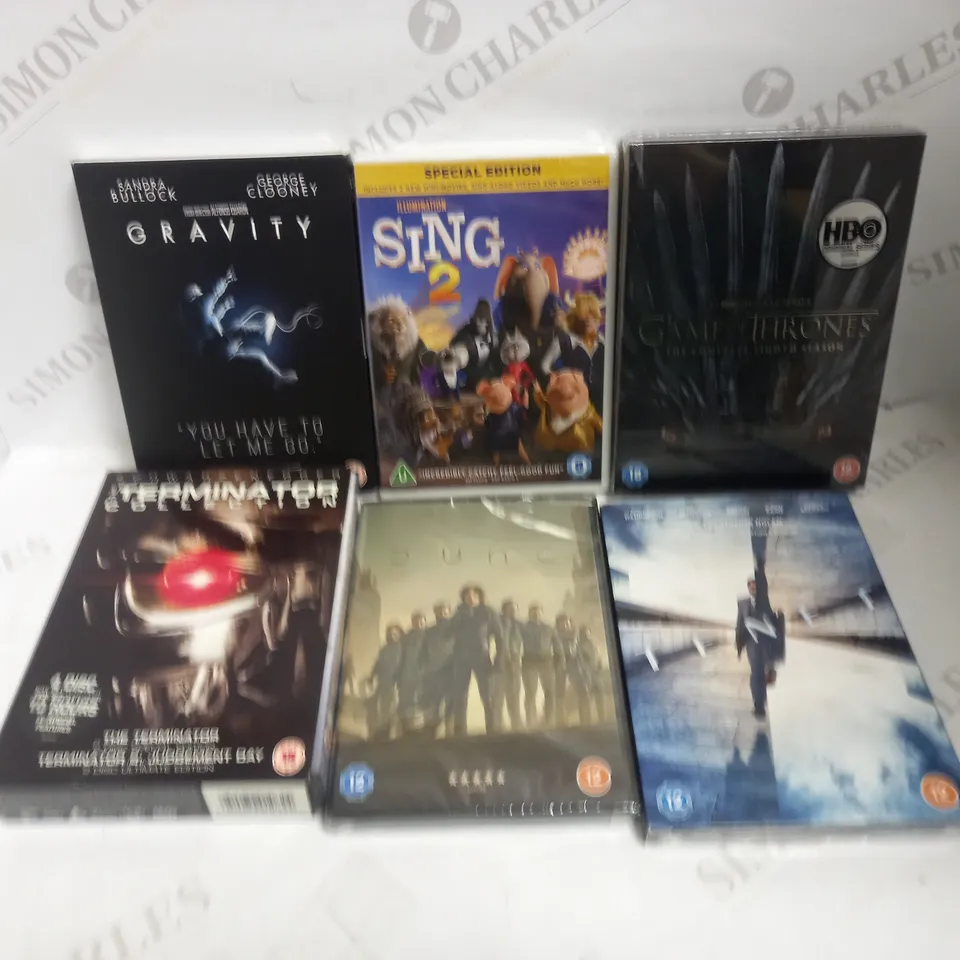 LOT OF 23 ASSORTED DVDS, TO INCLUDE GAME OF THRONES, TERMINATOR, TENET, ETC