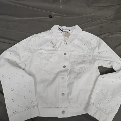 ROMAN BRODERIE DETAIL JACKET IN WHITE - UK 10