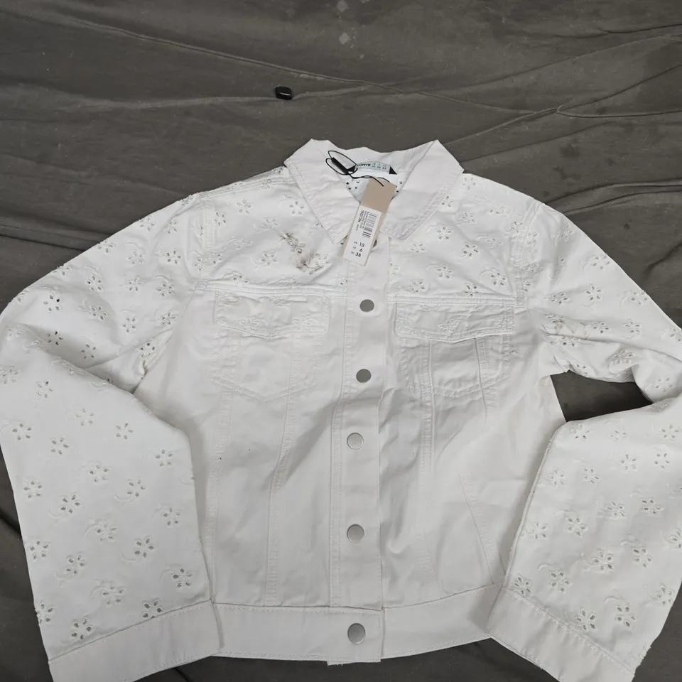 ROMAN BRODERIE DETAIL JACKET IN WHITE - UK 10