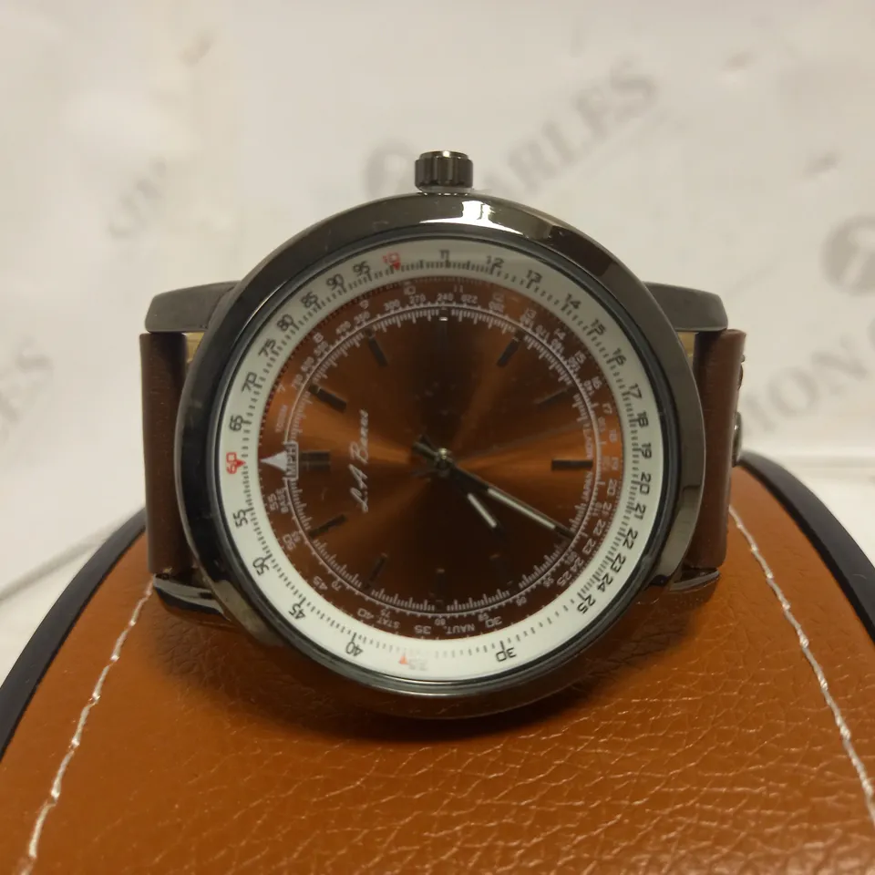 LA BANUS COFFEE COLOUR LEATHER STRAP WRISTWATCH  RRP £500