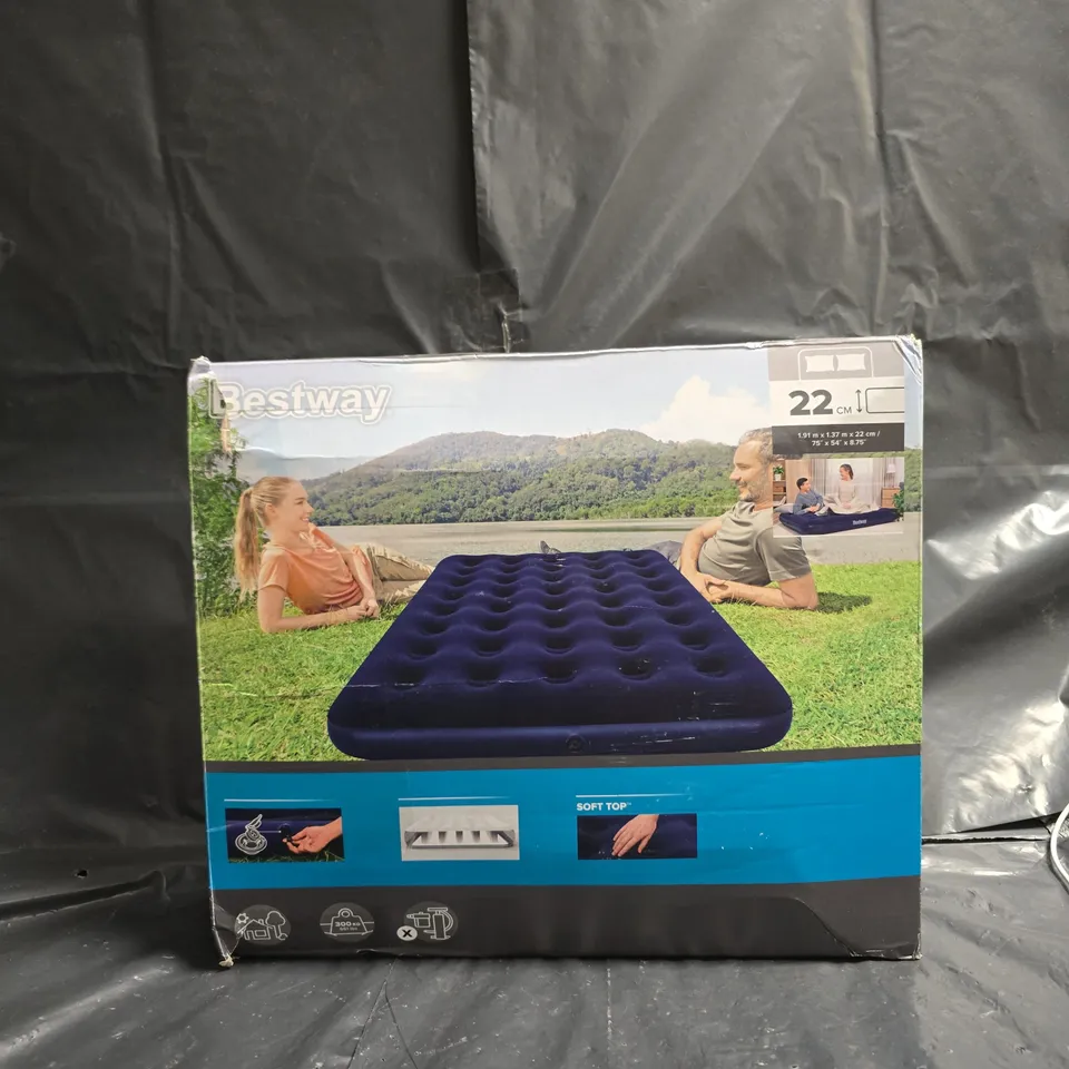 BESTWAY SOFT TOP INFLATABLE AIR MATTRESS – 1.91M X 1.37M X 22CM 