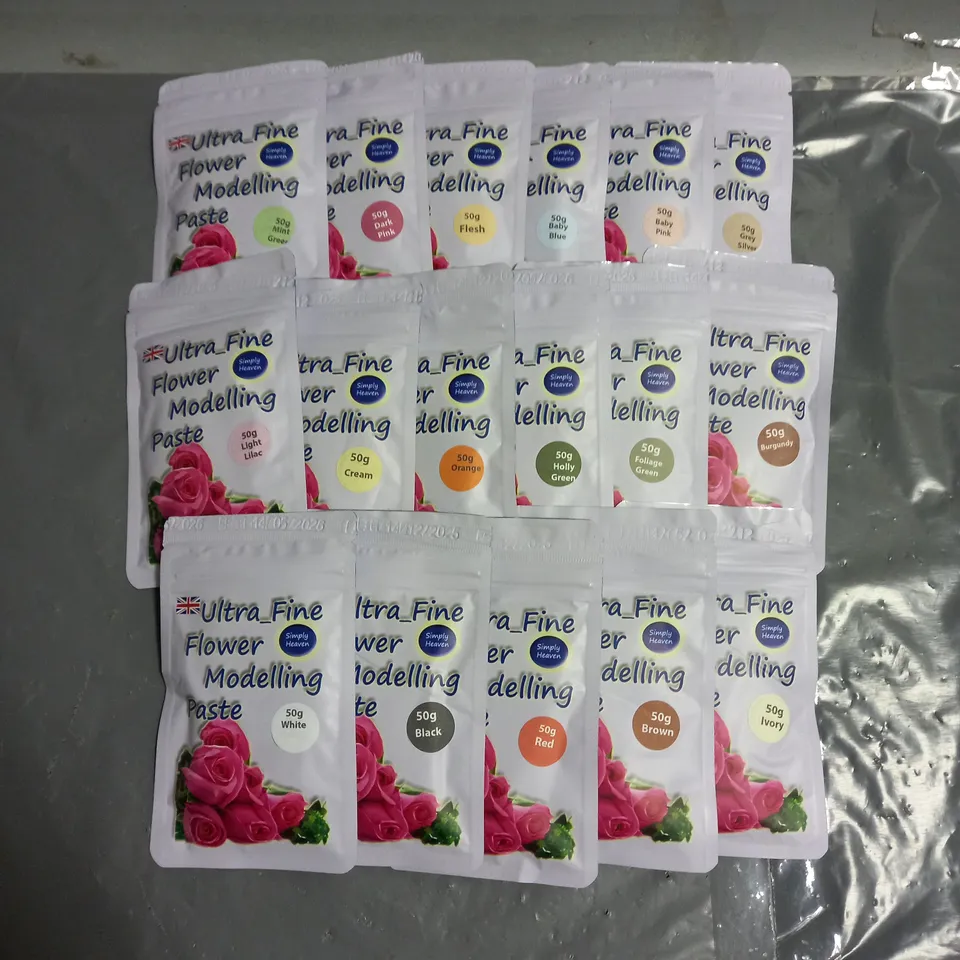 APPROXIMATELY 17 SIMPLY HEAVEN ULTRA-FINE FLOWER MODELLING PASTE IN ASSORTED COLOURS 50G EACH