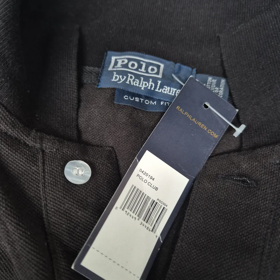 POLO RALPH LAUREN CUSTOM FIT POLO SHIRT – BLACK WITH NEW YORK PRINT SIZE M 