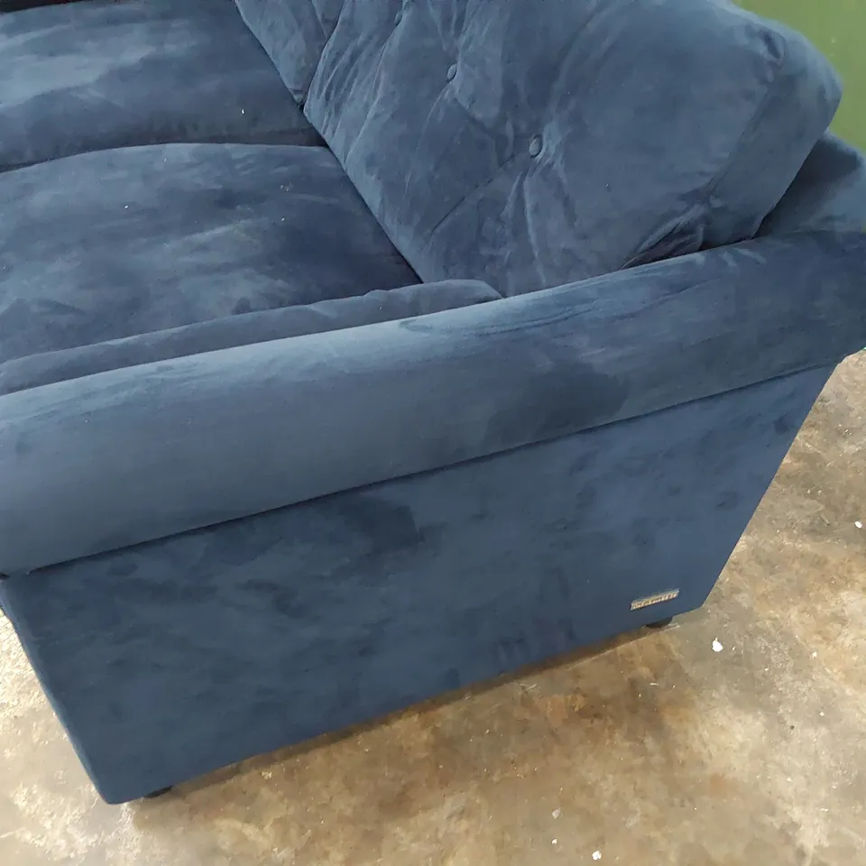 QUALITY BRITISH DESIGNER LOUNGE Co. FOUR SEATER SOFA NAVY PLUSH FABRIC