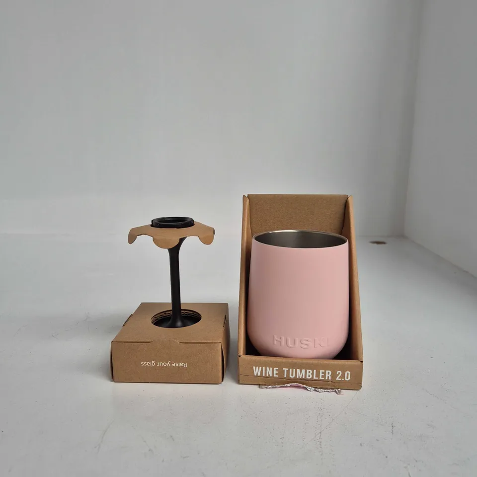 HUSKI WINE TUMBLER 2.0 POWDER PINK – 355ML WITH TWISTLOCK STEM & EASYSLIDER LID