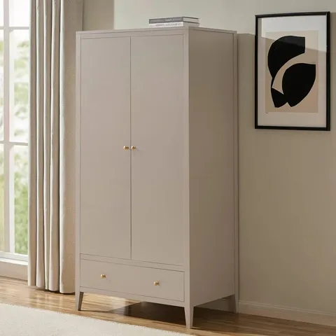 BOXED DUSK POPPY 2 DOOR WARDROBE WITH DRAWER - TAUPE (2 BOXES)