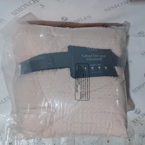 BOXED COZEE HOME TUFTED DOT AND VELVETSOFT DUVET SET IN PINK - DOUBLE SIZE