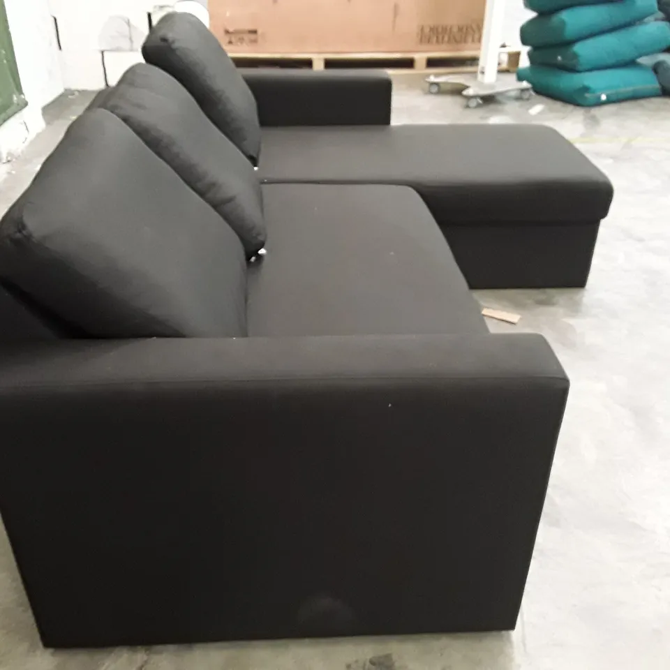 QUALITY DESIGNER CORNER SOFA BED - BLACK FABRIC