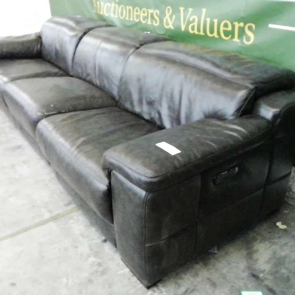 DESIGNER SOFOLOGY LAURENCE DARK BROWN LEATHER DUAL POWER RECLINING FOUR SEATER SOFA 