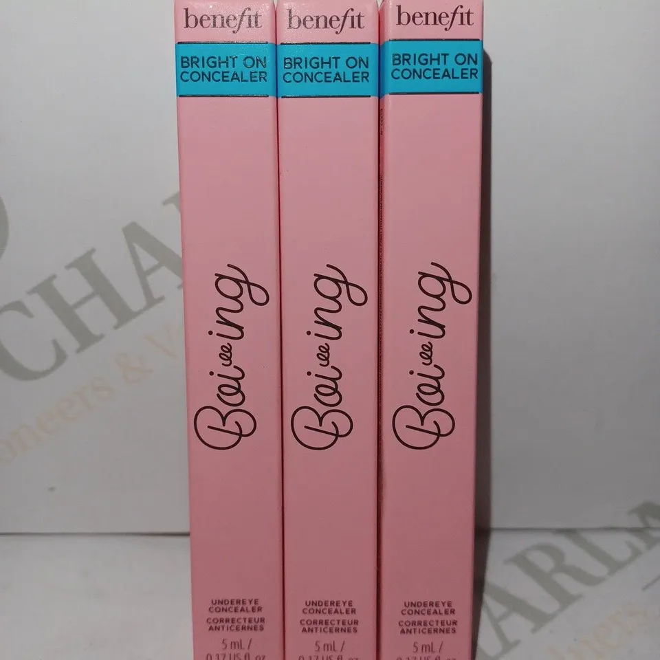 LOT OF 3 X 5ML BENEFIT COSMETICS BOI-ING BRIGHT ON BRIGHTENING UNDEREYE CONCEALER - #CLOVE 