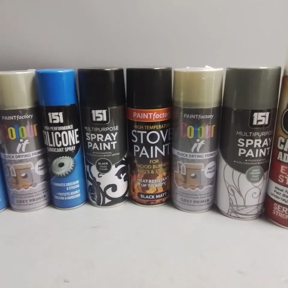 LARGE QUANTITY OF ASSORTED AEROSOLS TO INCLUDE VARIOUS SPRAY PAINTS, FLEA KILLER AND SOUDAL SOUDA BOND
