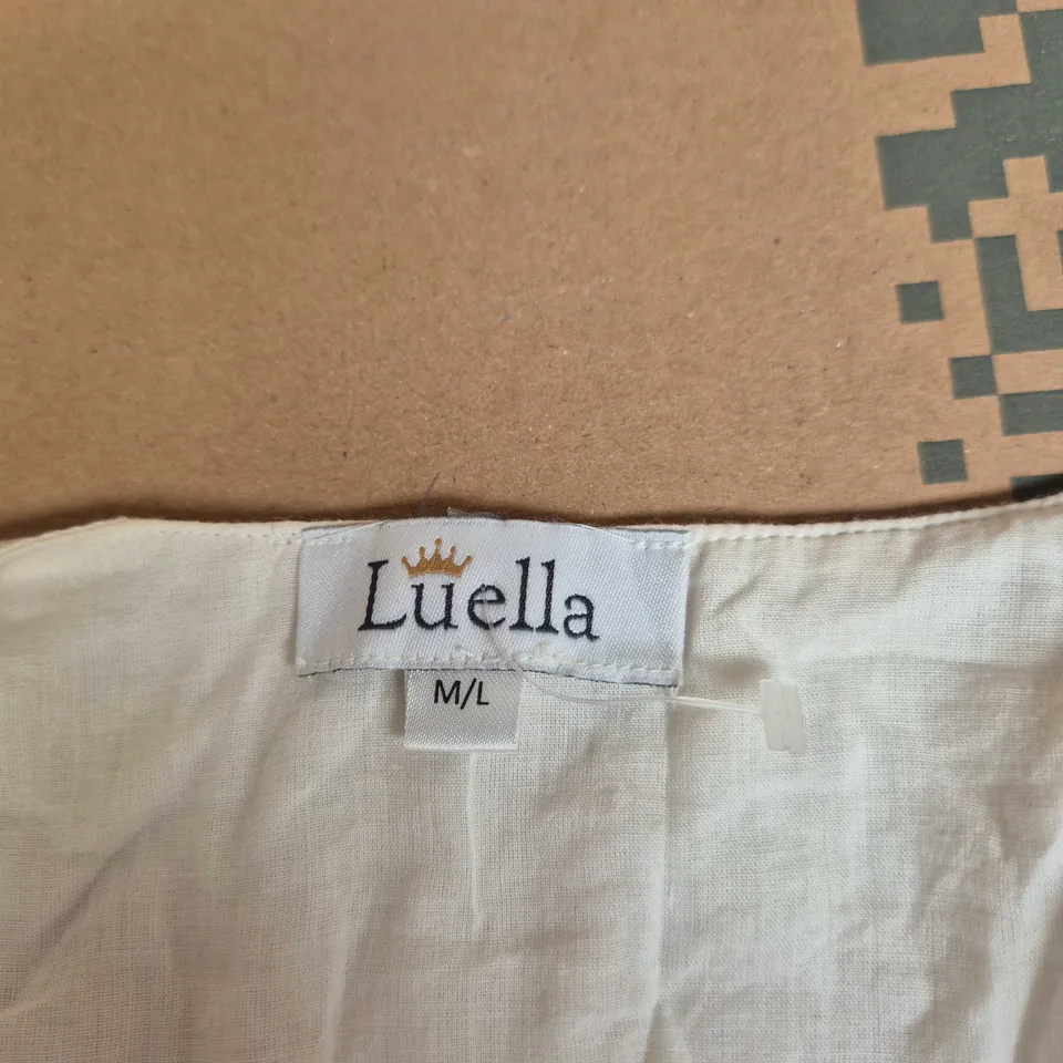 LUELLA CREAM SLEEVELESS VEST WITH BLUE EMBROIDERY – SIZE M/L