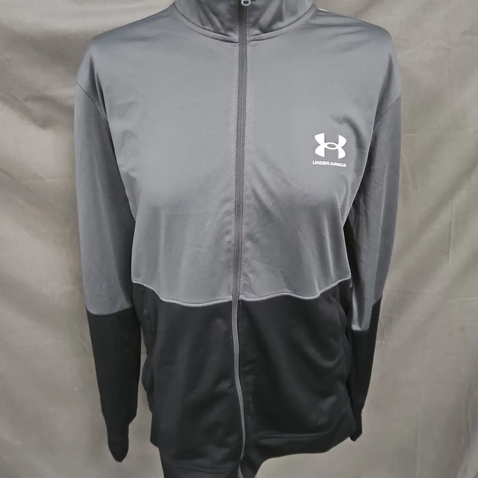 UNDER ARMOUR ZIP THROUGH JACKET IN GREY/BLACK SIZE L
