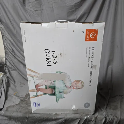 STOKKE CLIKK HIGH CHAIR 6 MONTHS TO 3 YEAR OLDS BOXED