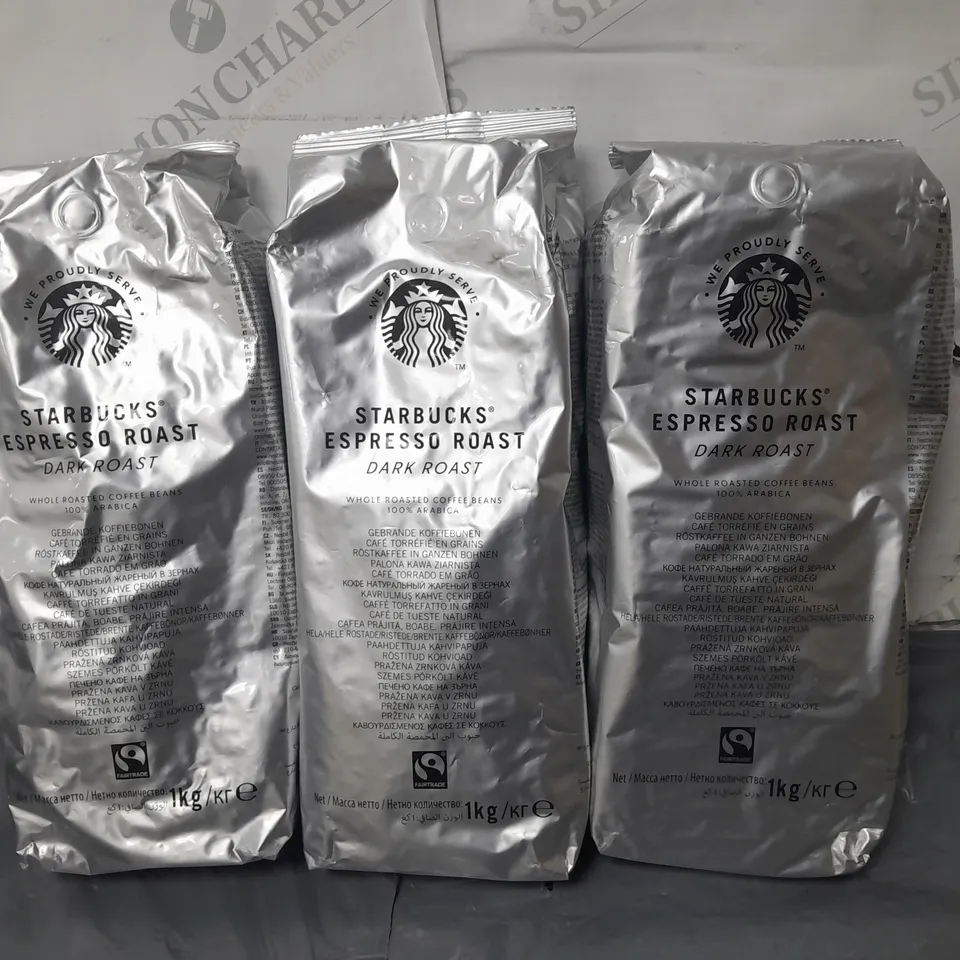 LOT OF 3 1KG PACKS OF STARBUCKS ESPRESSO ROAST WHOLE COFFEE BEANS