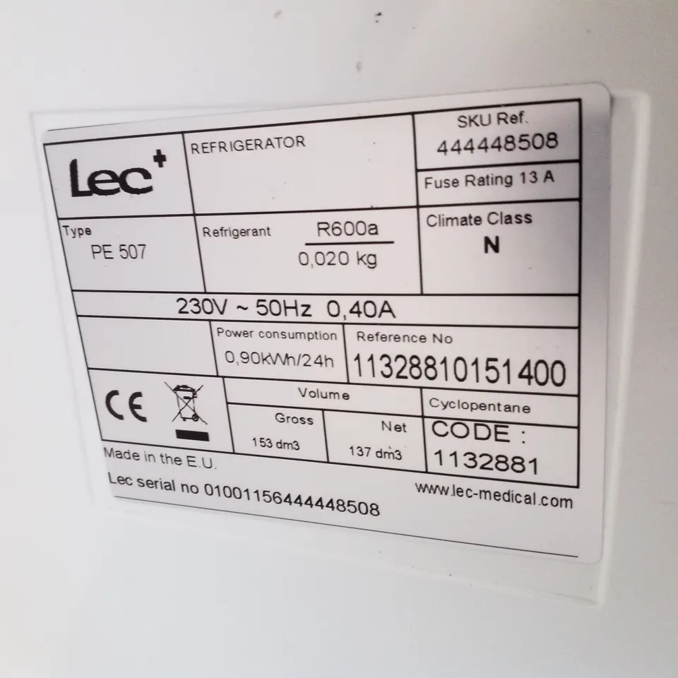 LEC PLUS FREESTANDING PHARMACY FRIDGE 