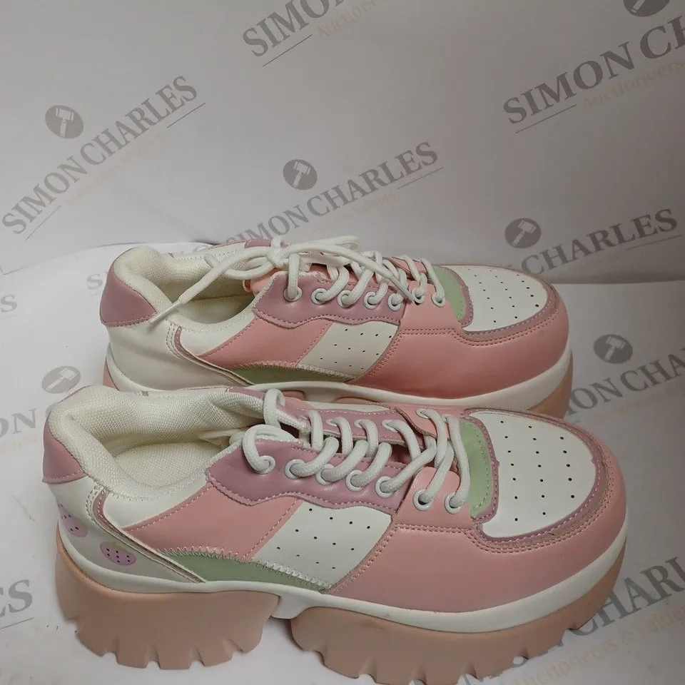 KOI FOOTWEAR PINK STRAWBERRY PLATFORM TRAINERS
