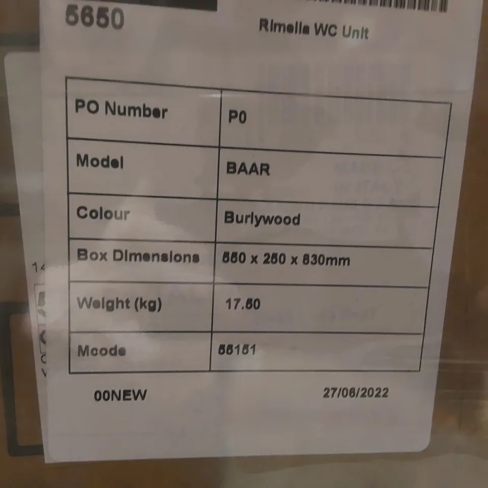 PALLET CONTAINING A LARGE QUANTITY OF ASSORTED BATHROOM FURNITURE PARTS INCLUDING: RIMELLA WC UNITS ECT