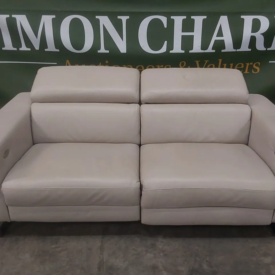 QUALITY DESIGNER ITALIAN MADE ASHLEY 2 SEATER ELECTRIC RECLINER LEATHER SOFA 