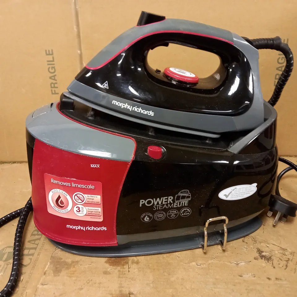 MORPHY RICHARDS STEAM GENERATOR IRON POWER STEAM ELITE WITH AUTO CLEAN AND SAFETY LOCK 332013 STEAM GENERATOR RED BLACK