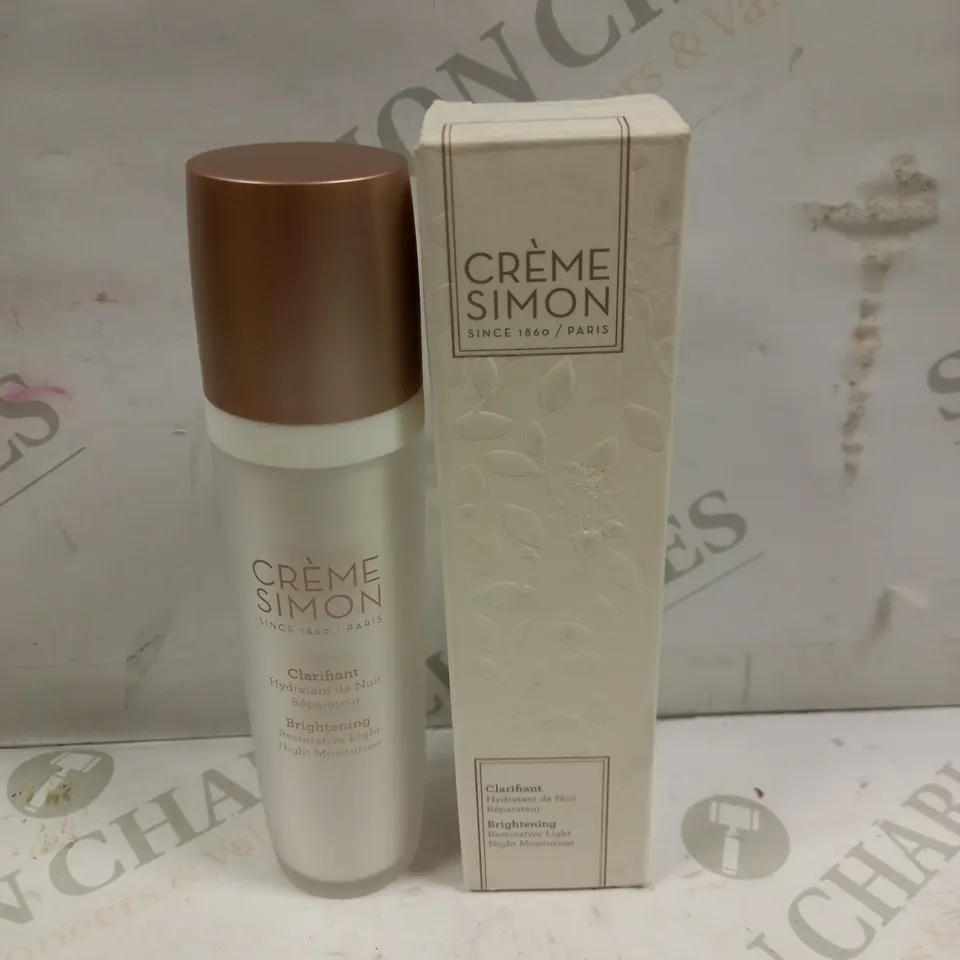 BOX OF APPROXIMATELY 50 BOXED CRÈME SIMON BRIGHTENING RESTORATIVE NIGHT MOISTURISERS - 50ML 