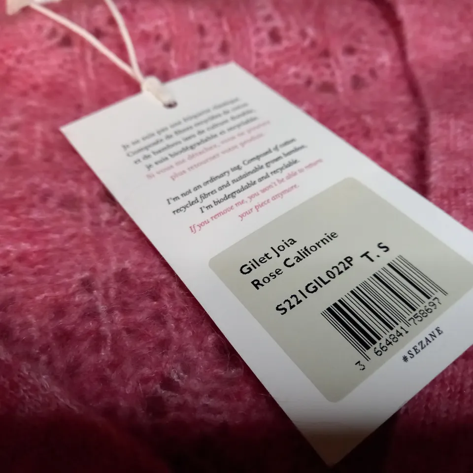 SEZANE ROSE CALIFORNIE SOFT KNIT CARDIGAN - SMALL