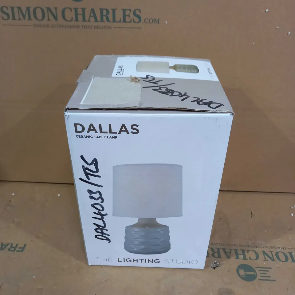 THE LIGHTING STUDIO DALLAS CERAMIC TABLE LAMP - CERAMIC BASE/LINEN SHADE 