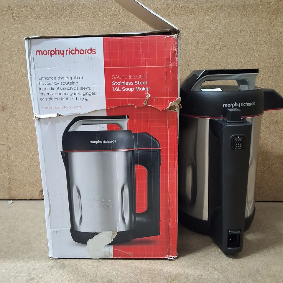 BOXED MORPHY RICHARDS 1.6L SOUP MAKER, MODEL 501014 – STAINLESS STEEL