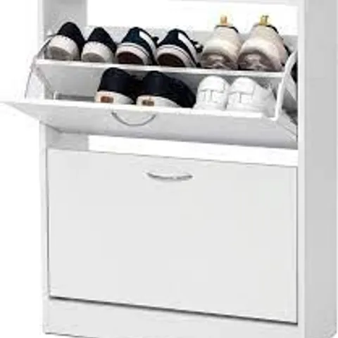 BOXED MEERVIE SHOE CABINET - WHITE (1 BOX)