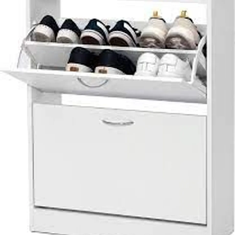 BOXED MEERVIE SHOE CABINET - WHITE (1 BOX)