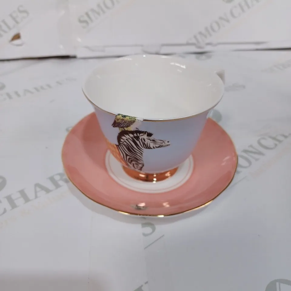 YVONNE ELLEN TEA TIME TEA CUP & SAUCER, NEW ZEBRA - COLLECTION ONLY