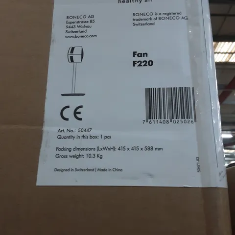 BOXED BONECO F220 PEDESTAL AIR SHOWERING FAN