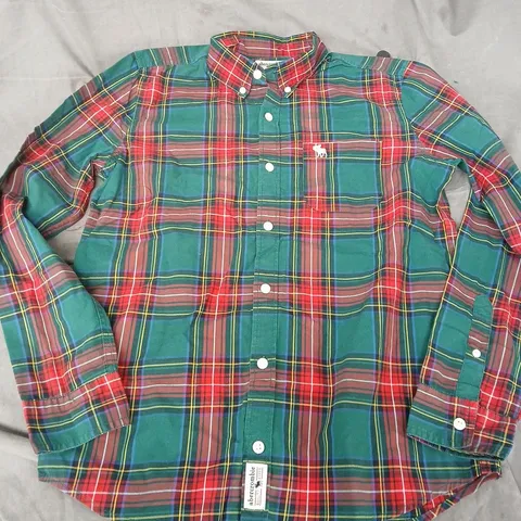 ABERCROMBIE KIDS BUTTON SHIRT IN GREEN MULTI - 15/16